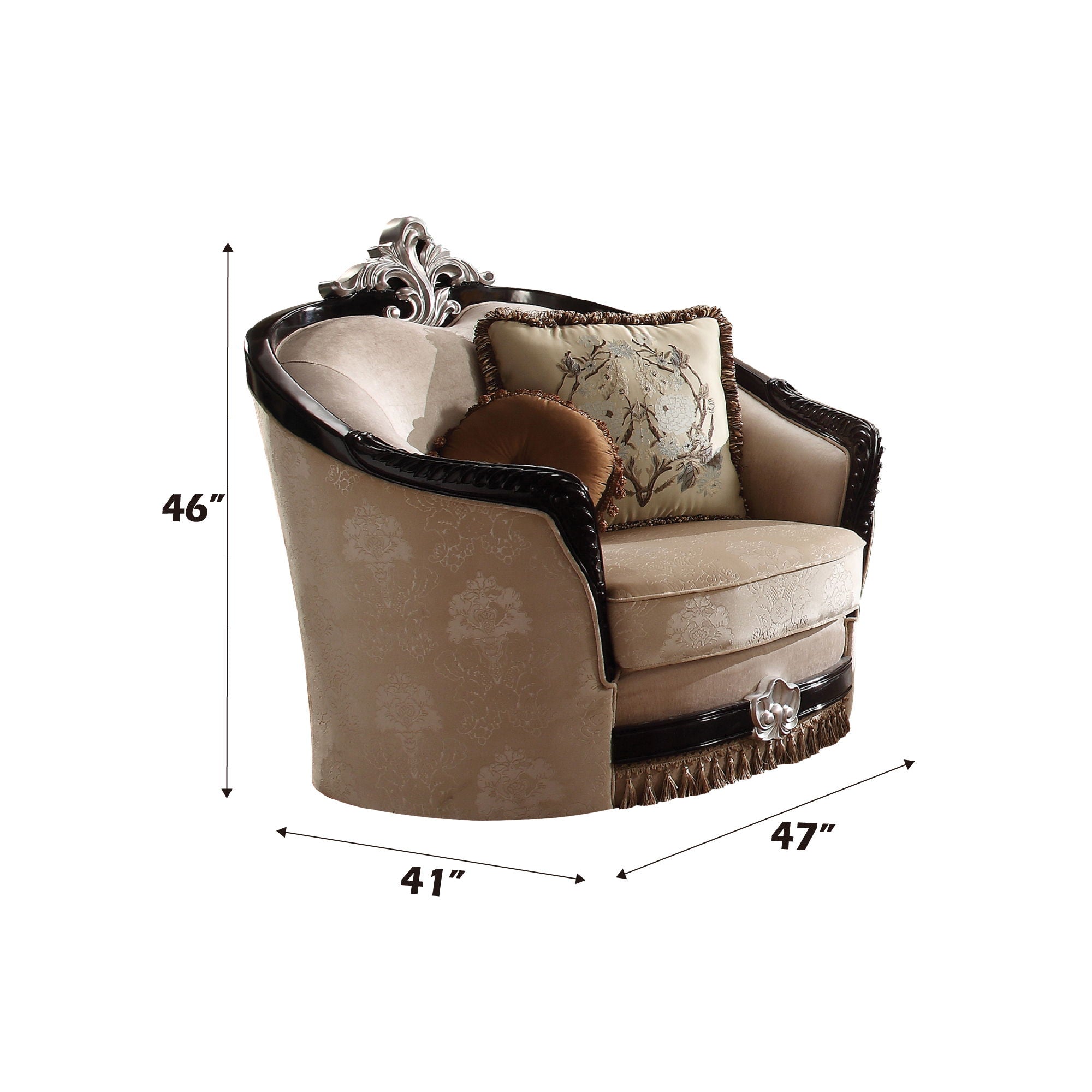 Ernestine - Chair With 2 Pillows - Tan Fabric & Black - Urban Living Furniture (Los Angeles, CA)
