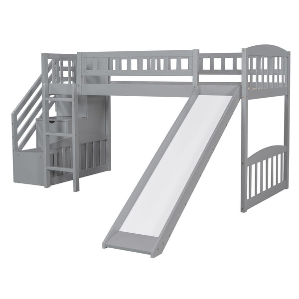 Loft Stairway Bed With 2 Drawers And Slide