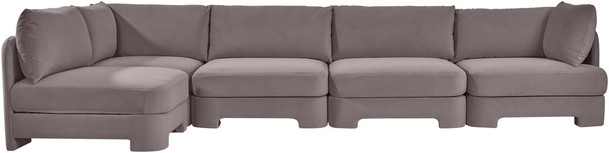 Hammond - Velvet Performance Fabric Upholstered 5 Piece L-Shaped Sectional