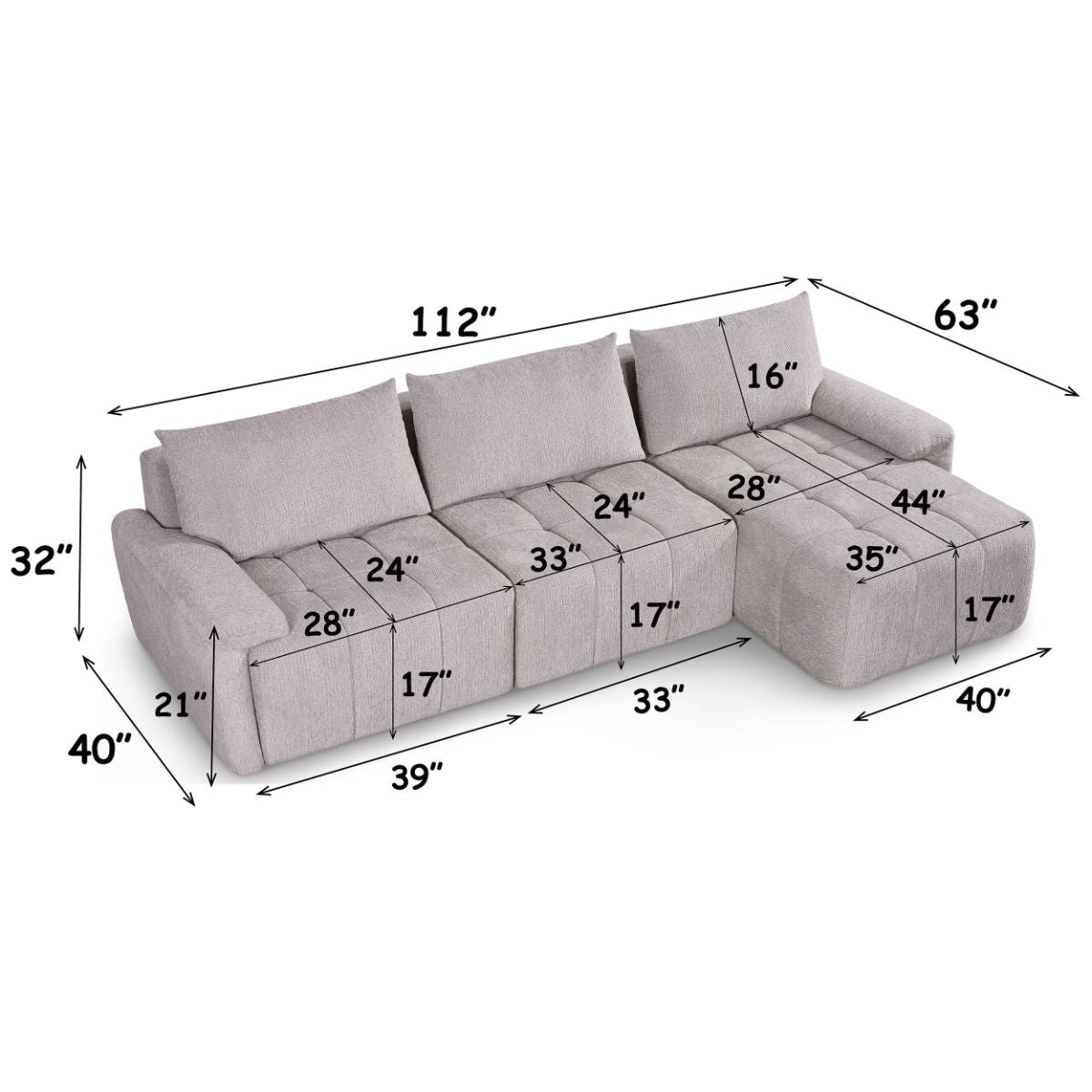 Dorcas - Sectional Sofa - Gray - Urban Living Furniture (Los Angeles, CA)