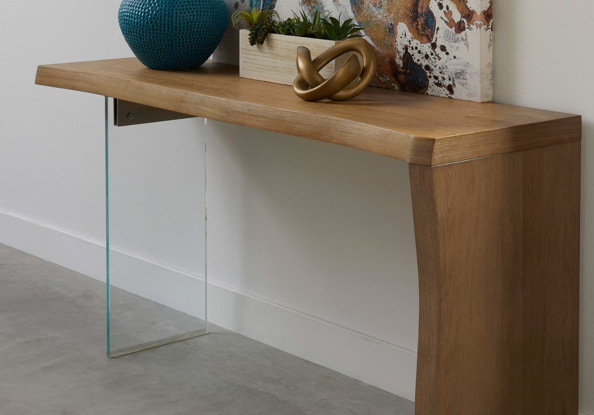 One - Live Edge White Oak And Glass Table