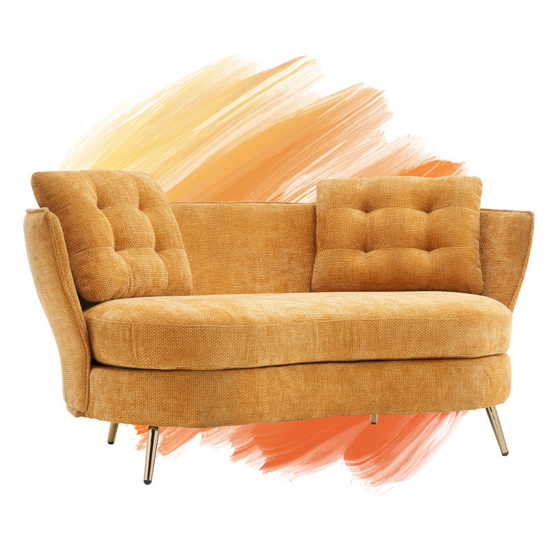 Loveseat Sofa, Upholstered Couch With Metal Legs
