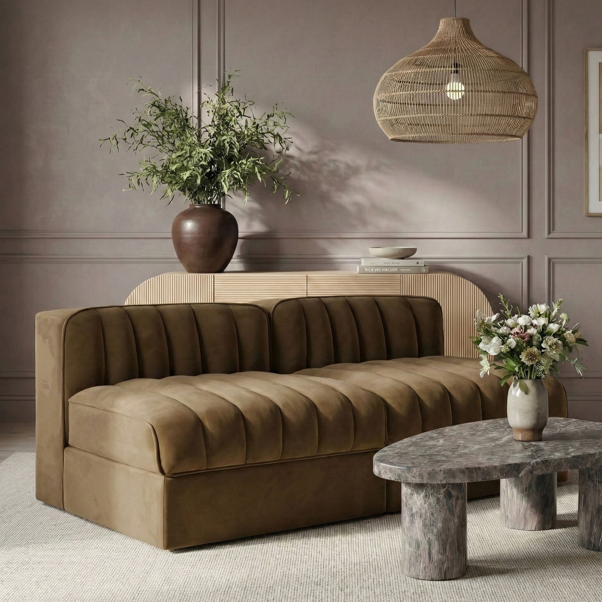 Rummi - Velvet Performance Fabric Upholstered 2 Piece Modular Armless Loveseat - Urban Living Furniture (Los Angeles, CA)