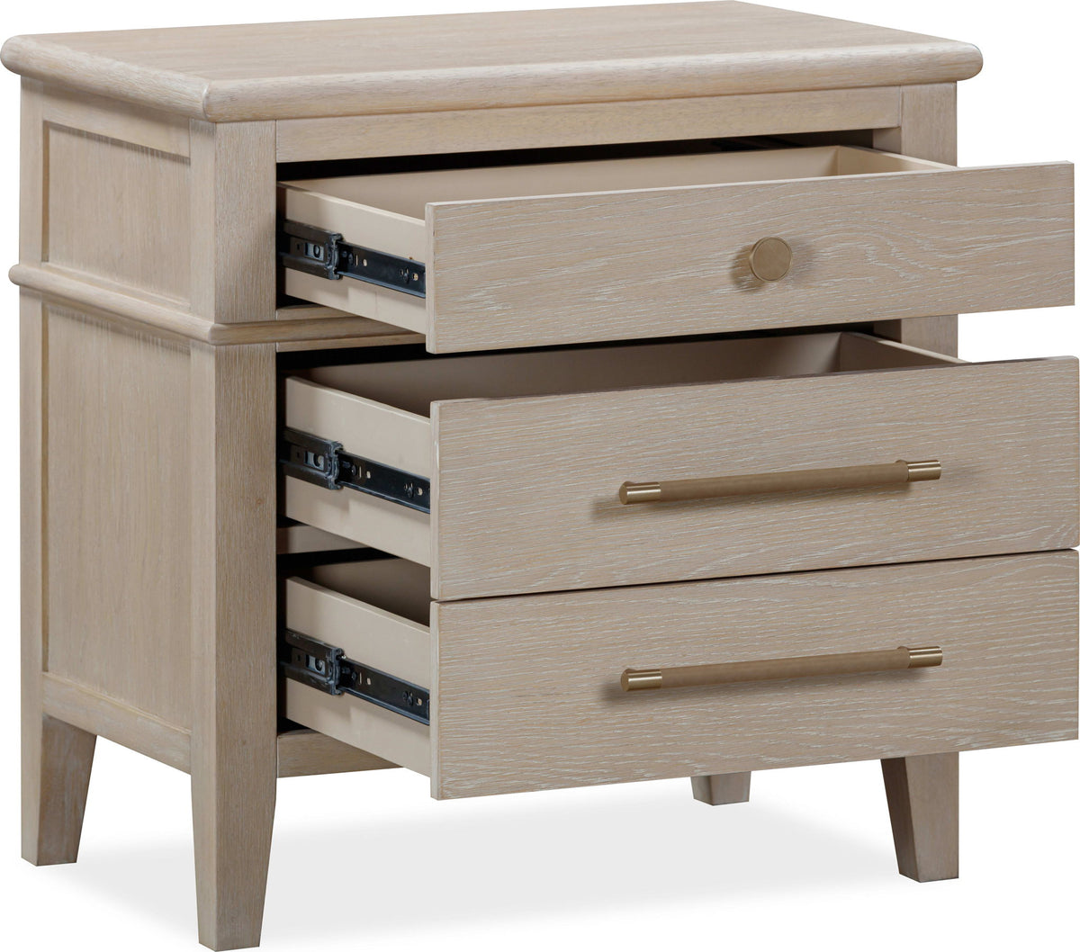Camden - Three Drawer Oak Wood Nightstand - Chai
