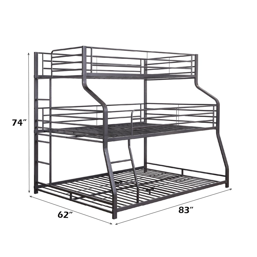 Caius II - Triple Bunk Bed - Twin Over Full Over Queen - Gunmetal - Urban Living Furniture (Los Angeles, CA)