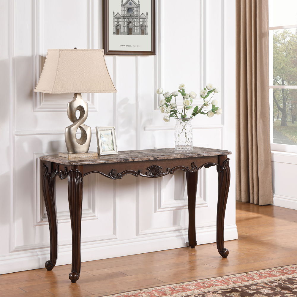 Nayla - Sofa Table - Natural Marble Top & Cherry - Urban Living Furniture (Los Angeles, CA)