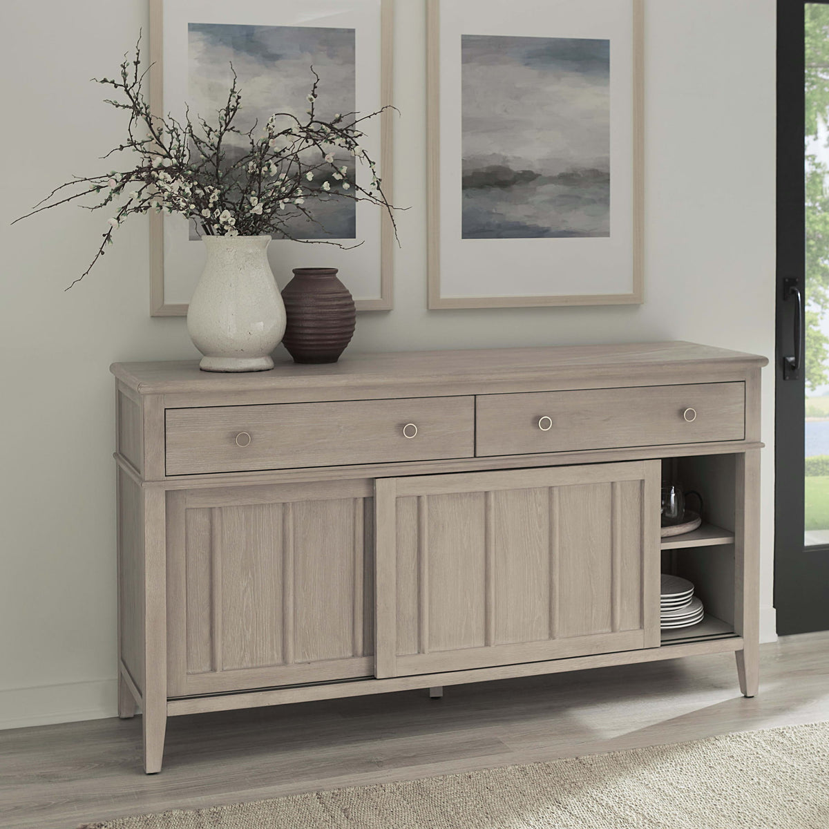 Camden - Two Drawer Two Door Oak Wood Sideboard - Chai