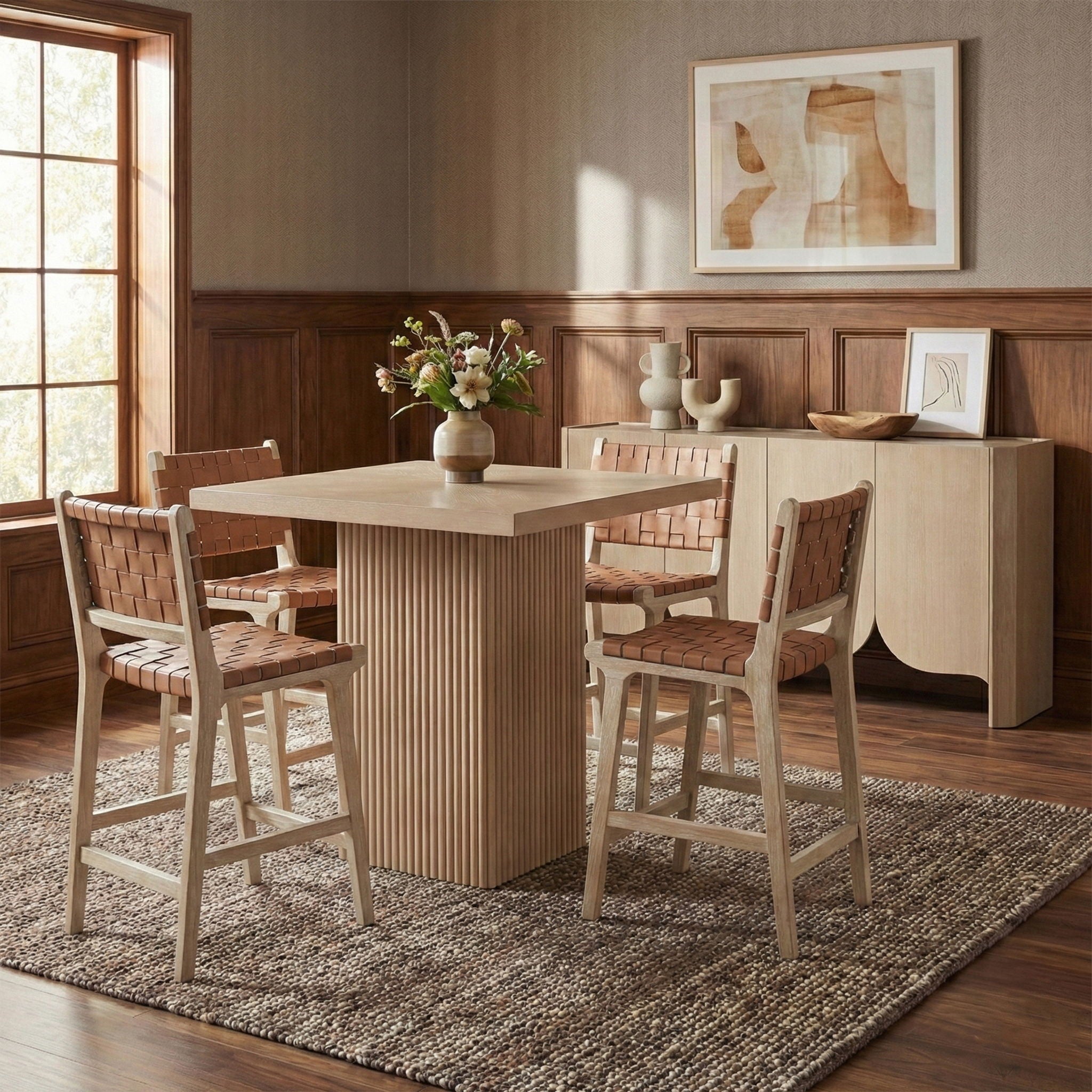 Entwine - Vegan Leather Upholstered Counter Stool - Painted Natural - Urban Living Furniture (Los Angeles, CA)