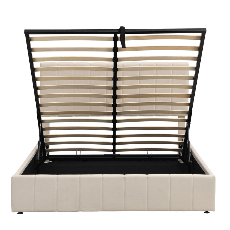 Elegant Upholstered Platform Bed With Hydraulic Storage System