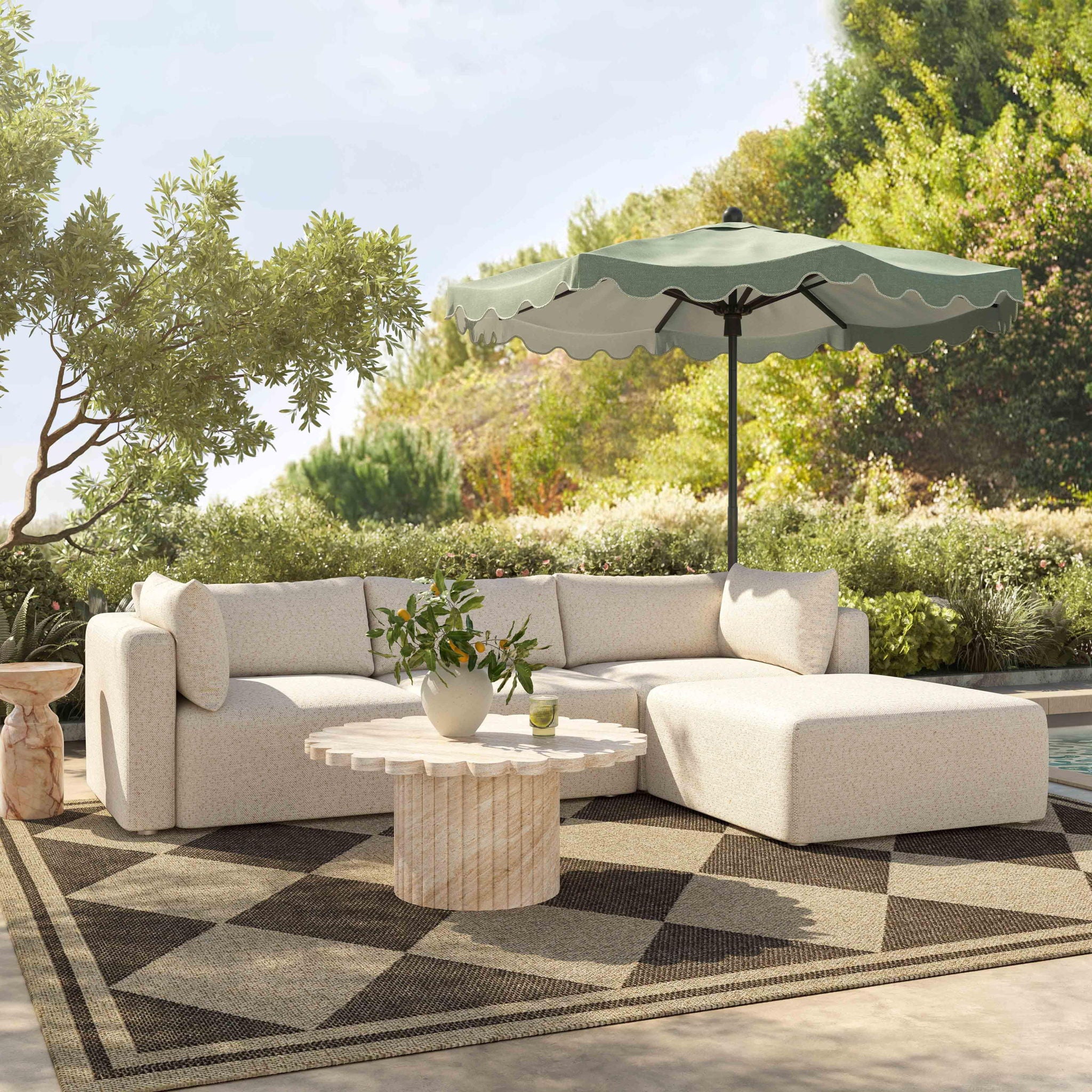 Hangover - Outdoor Modular Loveseat - Cream - Urban Living Furniture (Los Angeles, CA)