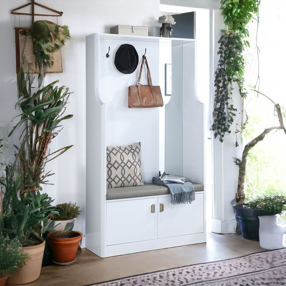 Buck II - Hall Tree - White High Gloss - Urban Living Furniture (Los Angeles, CA)
