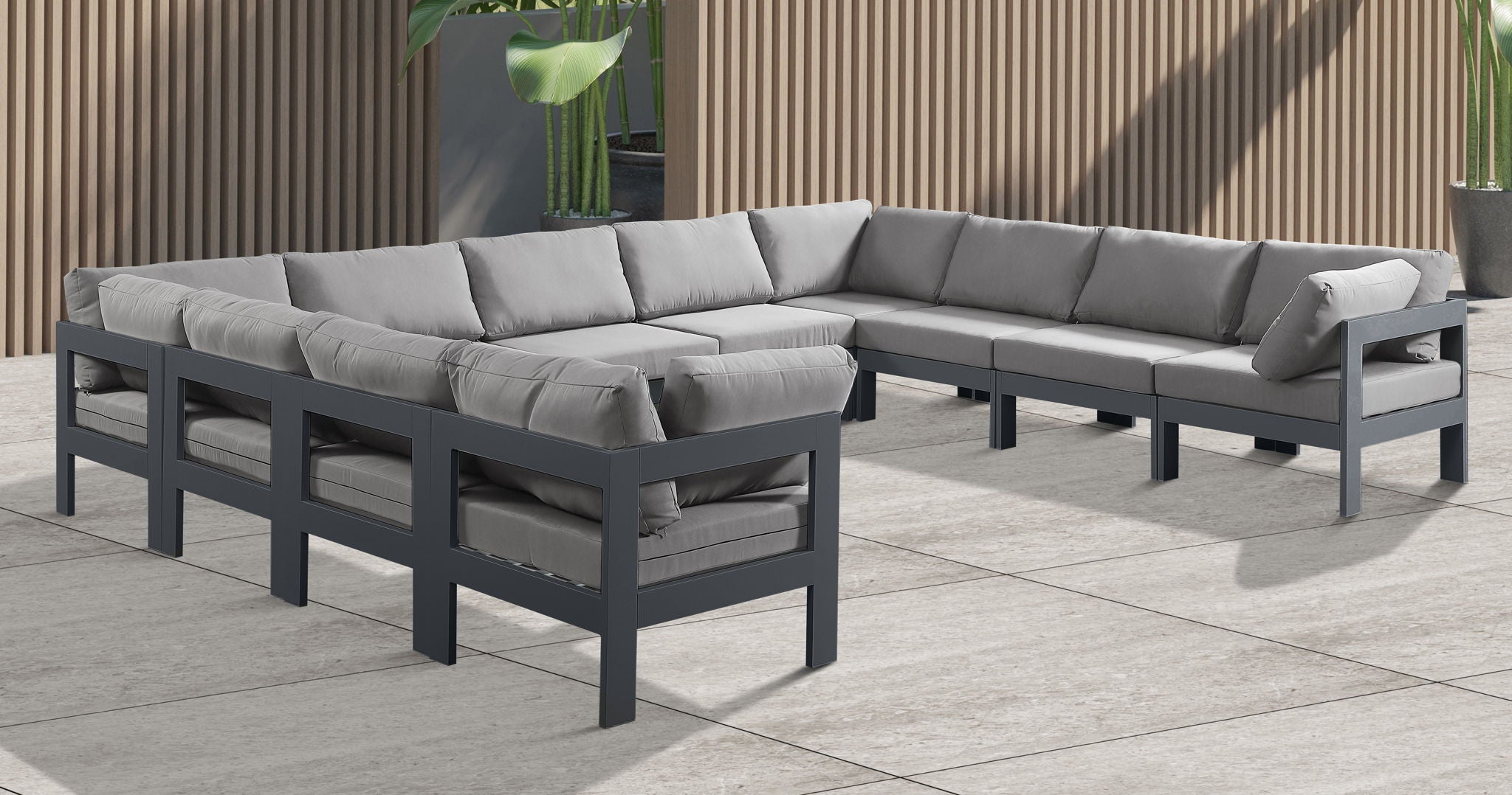 Nizuc - Outdoor Patio 11 Piece Modular Sectional With Gray Frame - Urban Living Furniture (Los Angeles, CA)