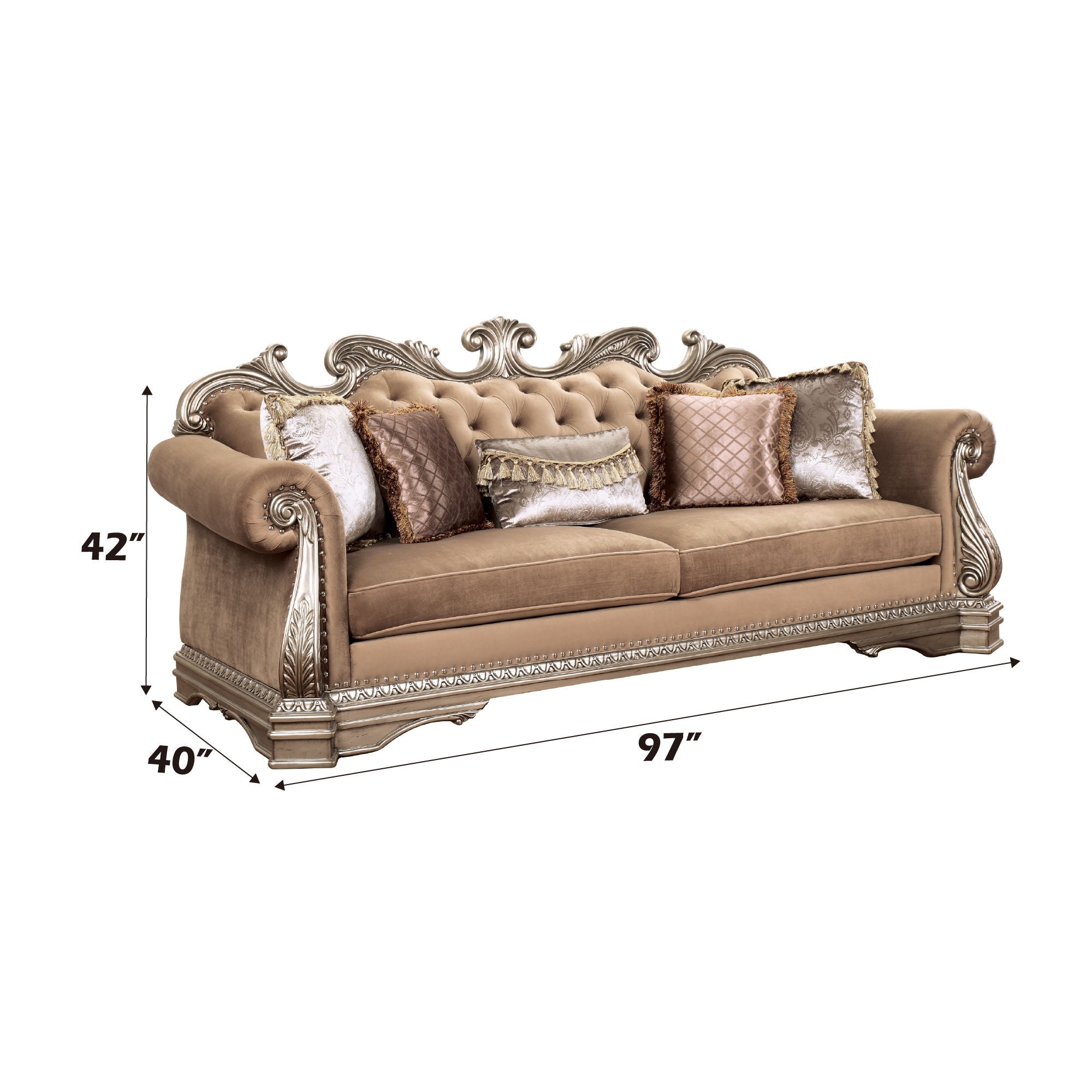 Northville - Sofa With 5 Pillows - Velvet & Antique Silver - Urban Living Furniture (Los Angeles, CA)
