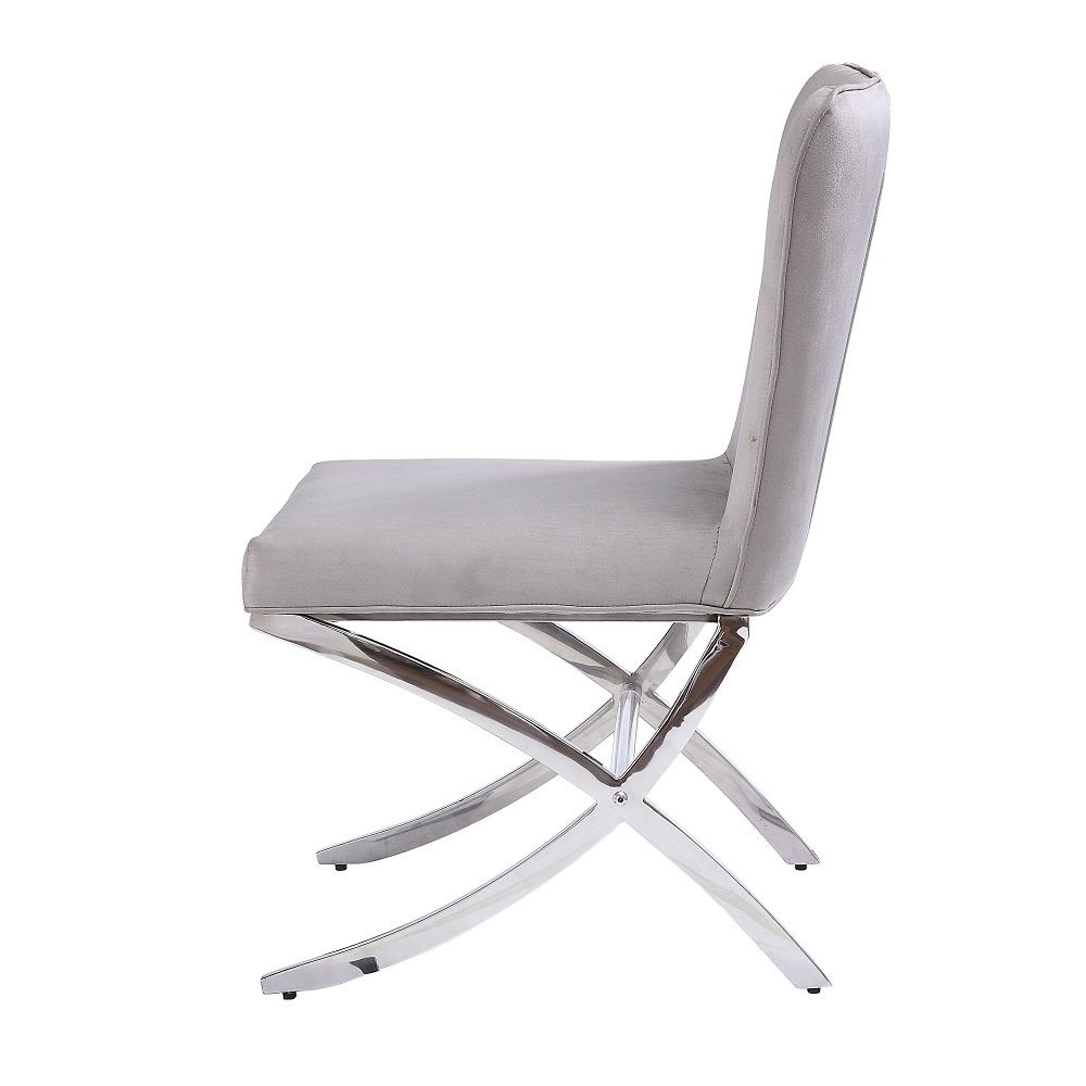 Daire - Side Chair (Set of 2) - Light Gray Velvet & Chrome - Urban Living Furniture (Los Angeles, CA)
