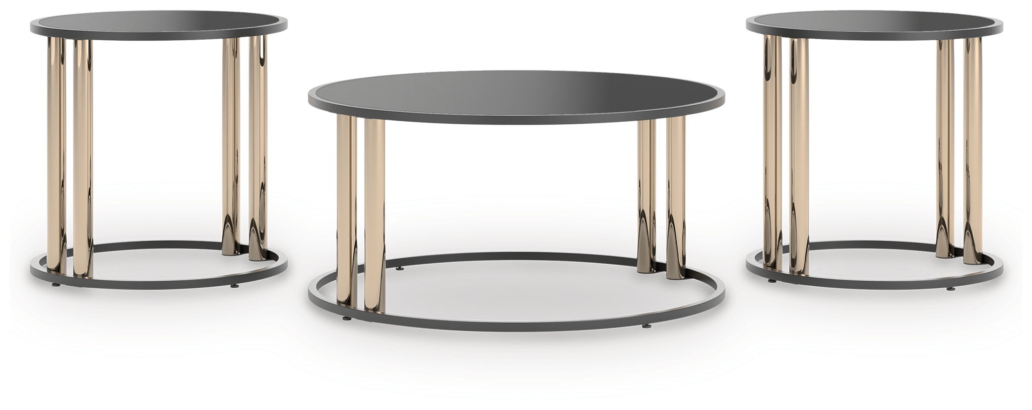 Hannerly - Black / Gold Finish - Occasional Table Set (Set of 3) - Urban Living Furniture (Los Angeles, CA)