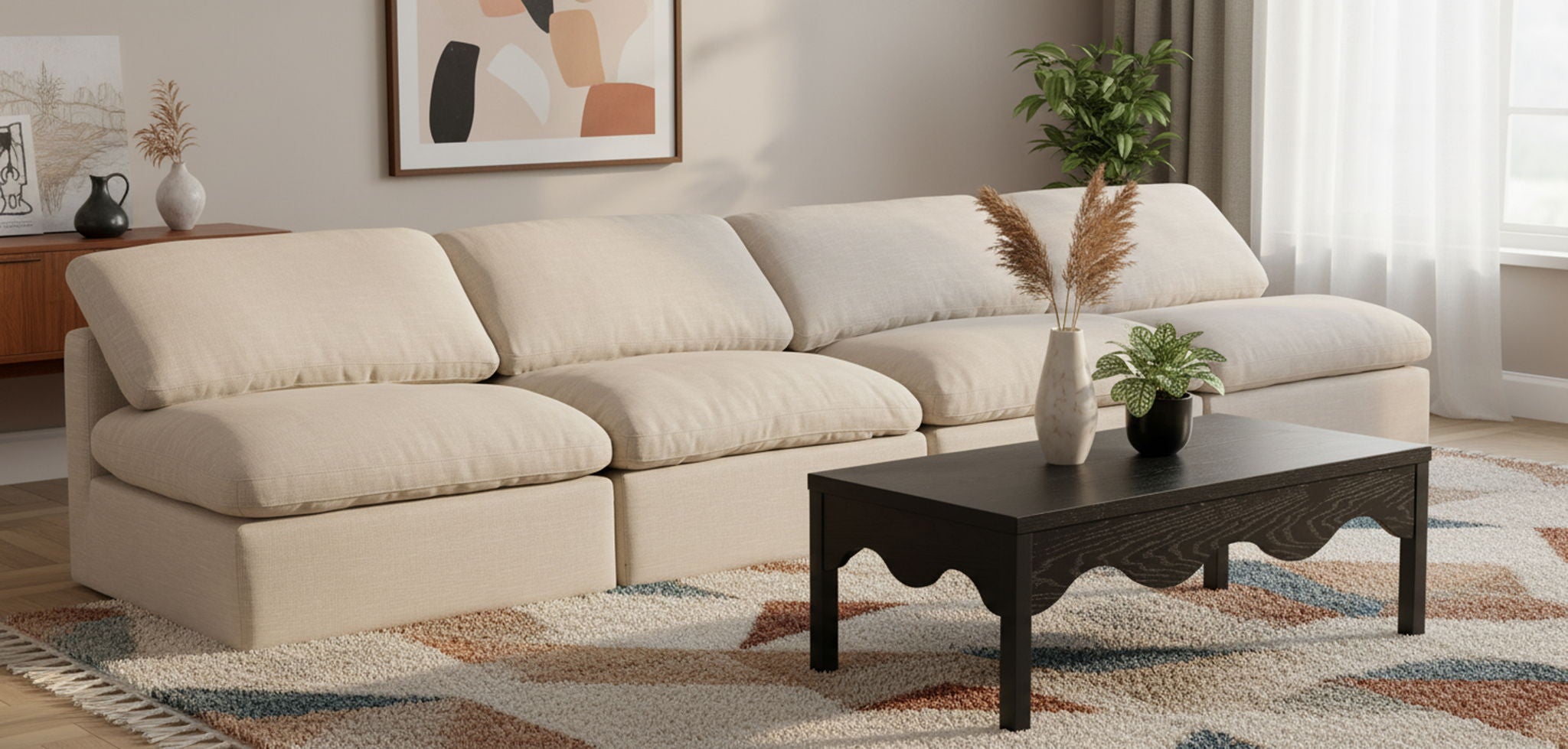 Indulge - Linen 4 Seat Modular Armless Sofa - Urban Living Furniture (Los Angeles, CA)
