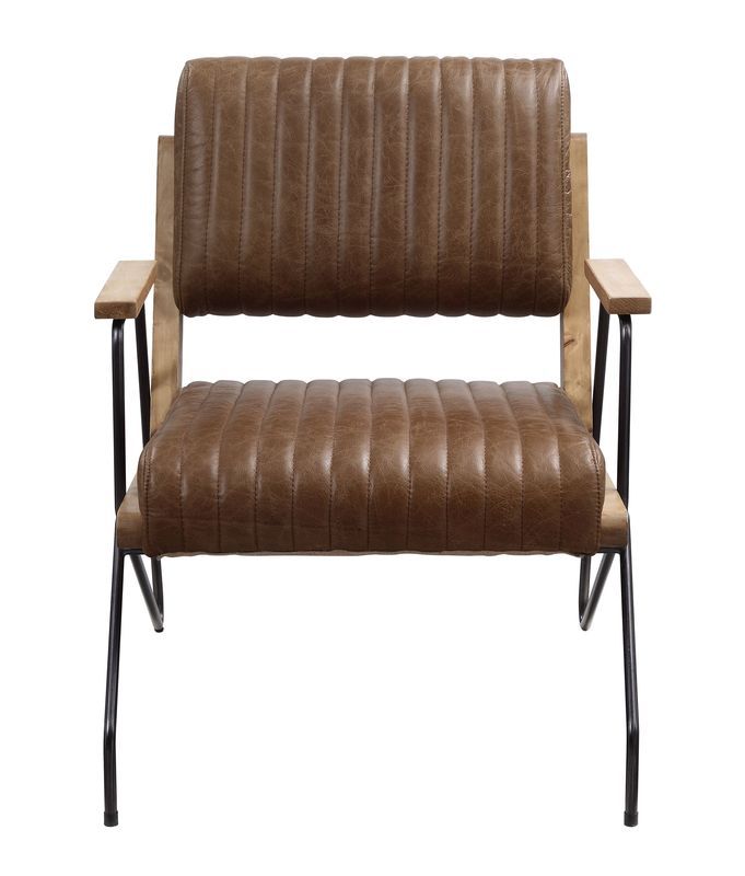 Eacnlz - Accent Chair - Cocoa Top Grain Leather & Matt Iron - Urban Living Furniture (Los Angeles, CA)
