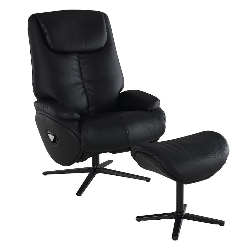 Labonita - Motion Accent Chair With Swivel & Ottoman - Black Top Grain Leather & Black - Urban Living Furniture (Los Angeles, CA)