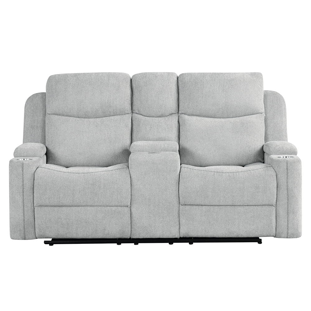 Galya - Motion Loveseat With Console - Light Gray Chenille - Urban Living Furniture (Los Angeles, CA)