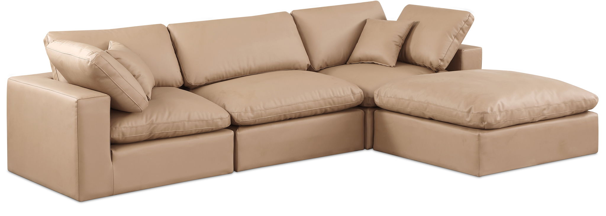 Comfy - 4 Piece Faux Leather Modular Sectional With Chaise - Tan - Urban Living Furniture (Los Angeles, CA)