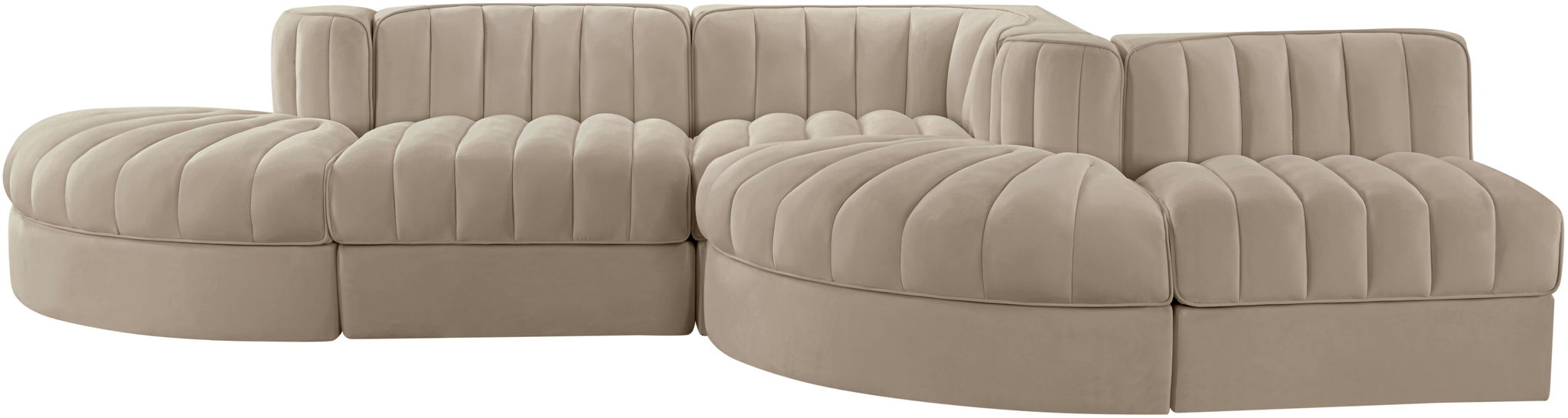 Rummi - Rounded Velvet Performance Fabric Upholstered 5 Piece Modular Sectional - Urban Living Furniture (Los Angeles, CA)