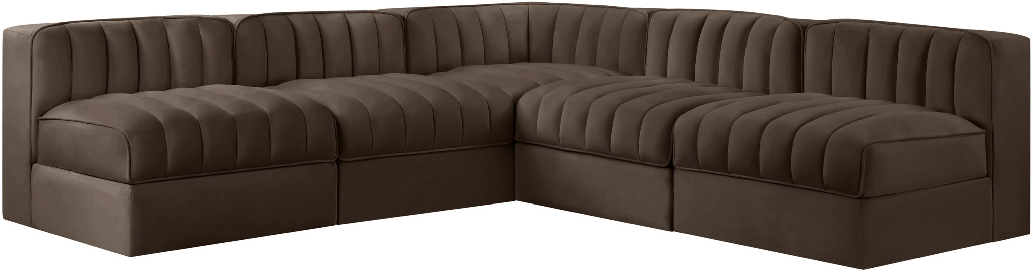 Rummi - Armless Velvet Performance Fabric Upholstered 5 Piece Modular Sectional - Urban Living Furniture (Los Angeles, CA)