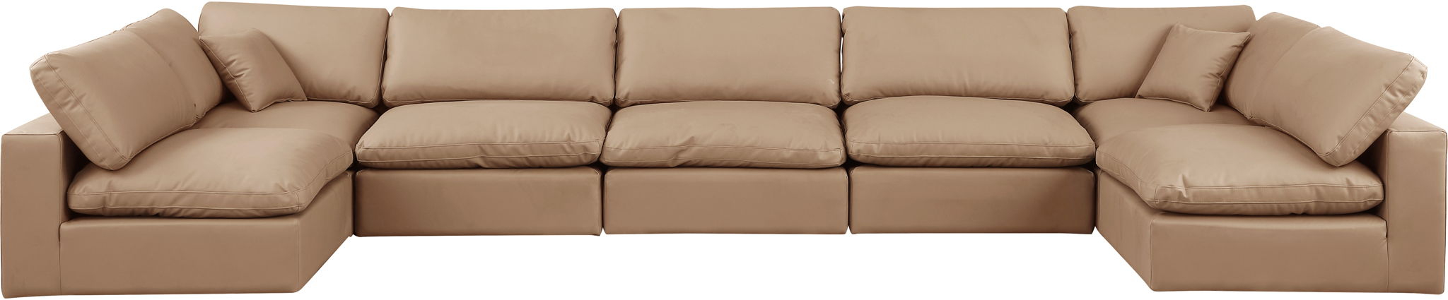 Comfy - 7 Piece Faux Leather Modular Armless Sectional - Tan - Urban Living Furniture (Los Angeles, CA)