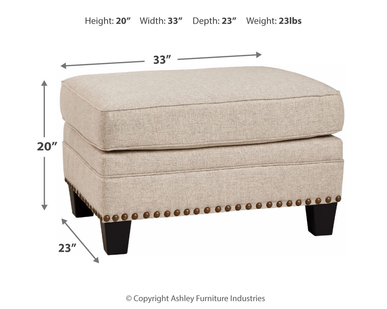 Claredon - Linen - Ottoman - Urban Living Furniture (Los Angeles, CA)