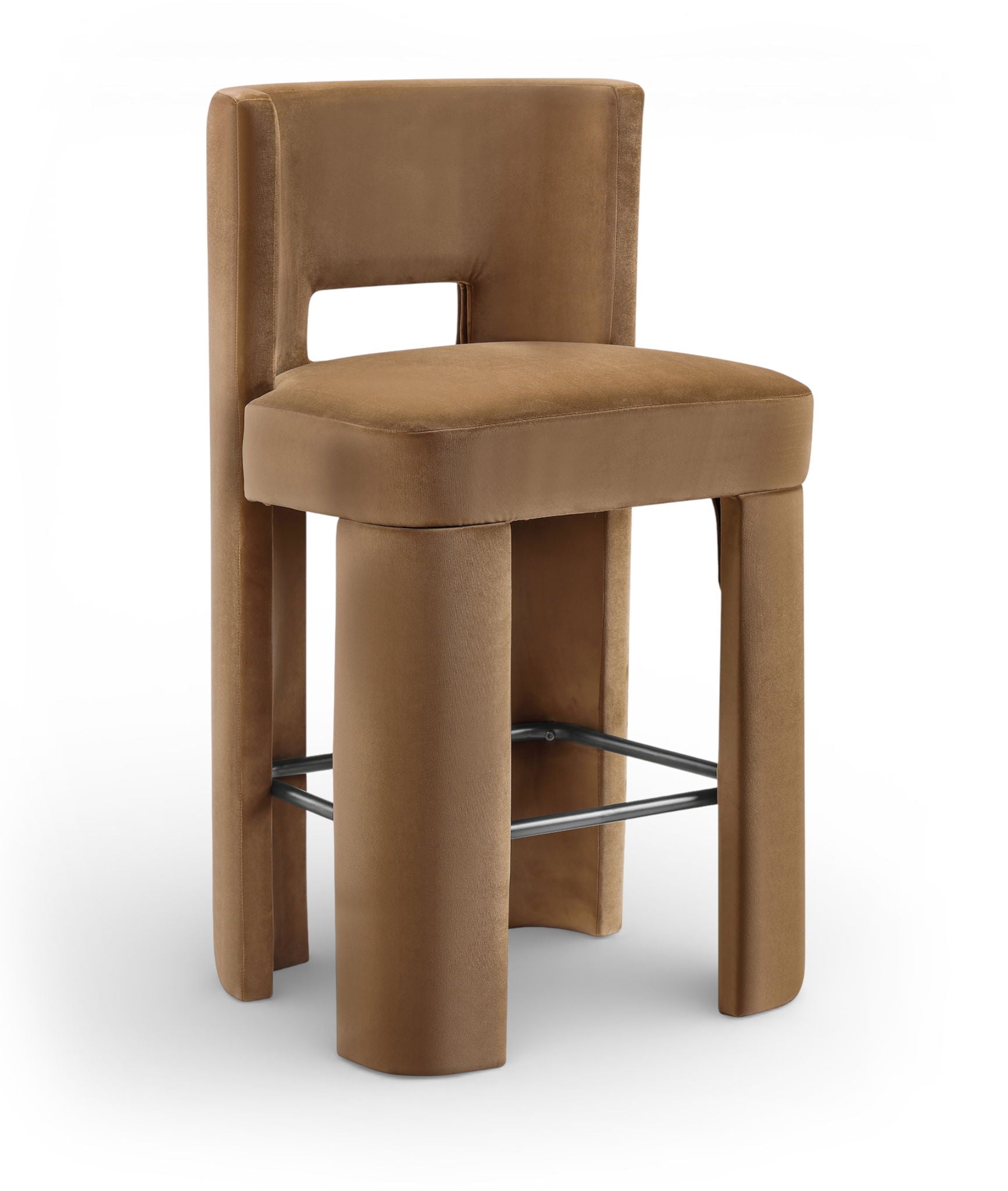 Zuno - Velvet Performance Fabric Upholstered Bar Stool (Set of 2) - Saddle - Urban Living Furniture (Los Angeles, CA)