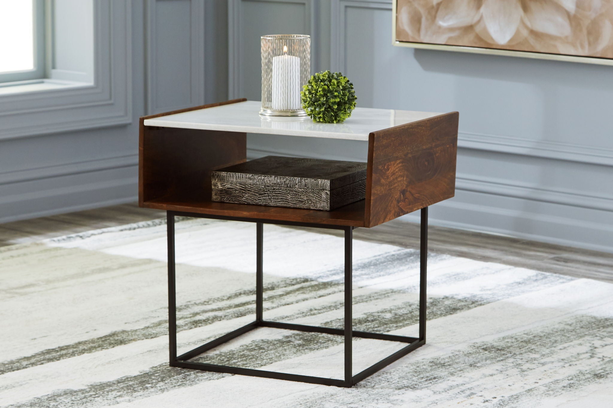 Rusitori - Brown / Beige / White - Rectangular End Table - Urban Living Furniture (Los Angeles, CA)
