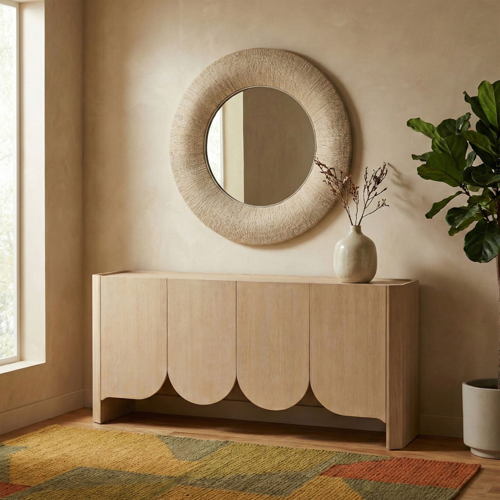 Meadow - Round Jute Rope Framed Mirror - Urban Living Furniture (Los Angeles, CA)