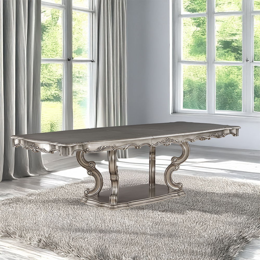 Ariadne - Dining Table With Pedestal - Antique Platinum - Urban Living Furniture (Los Angeles, CA)