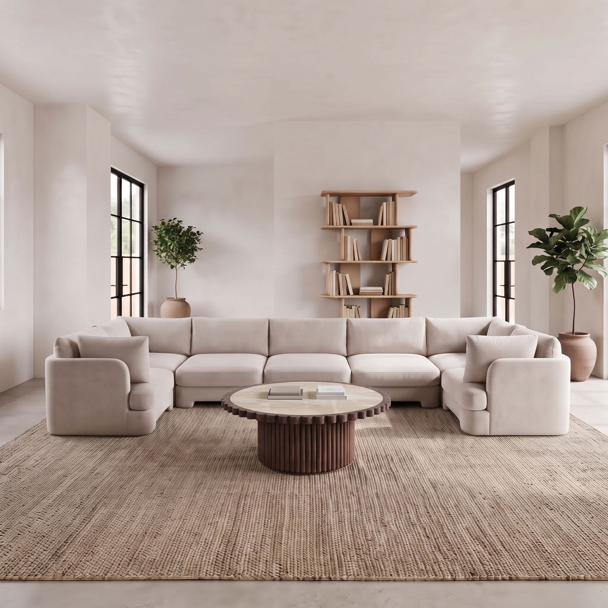 Hammond - Velvet Performance Fabric Upholstered 7 Piece U-Shaped Sectional