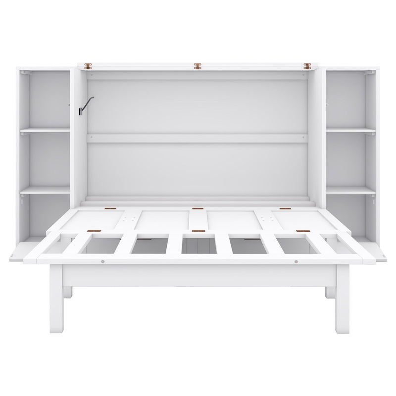 Murphy Bed With Shelves, Drawers And USB Ports
