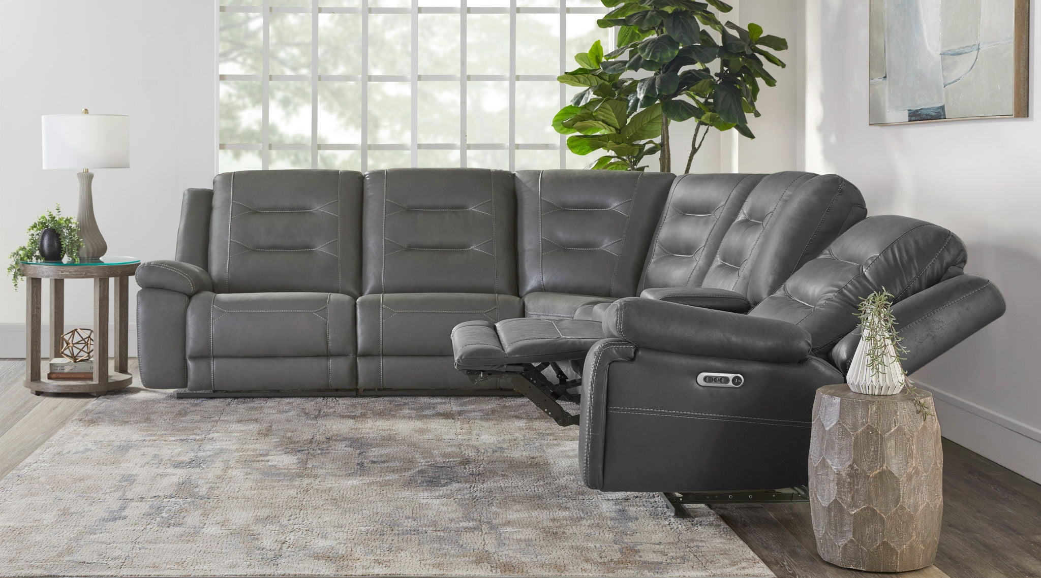 Caldwell - Power Right Arm Facing Recliner - Tahoe Charcoal
