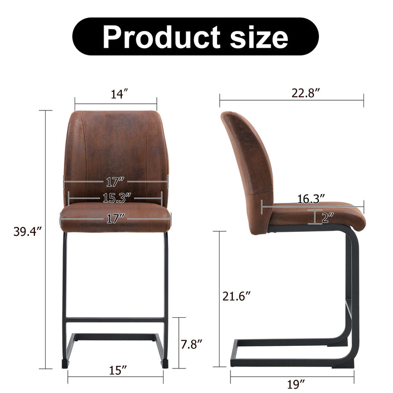 Modern Chairs With Suede Cushions And Black Metal Legs For Dining Room Or Office (Set of 2) - Brown