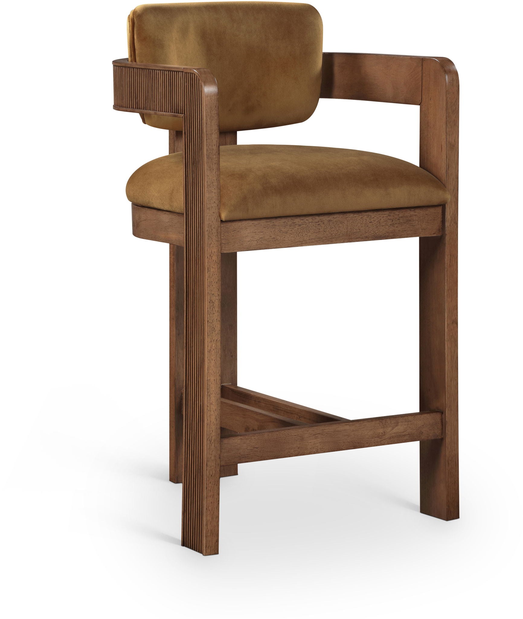 Sacha - Velvet Stool With Brown Base - Urban Living Furniture (Los Angeles, CA)