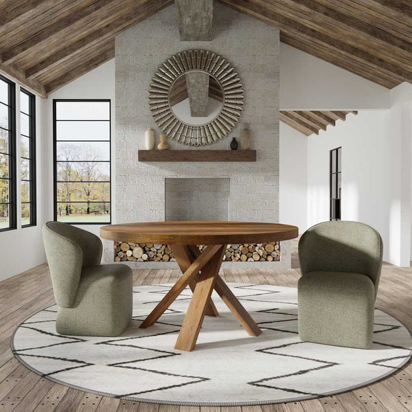 Crossings - Round Dining Table With 4 Upholstered Chairs - Brown & Gray