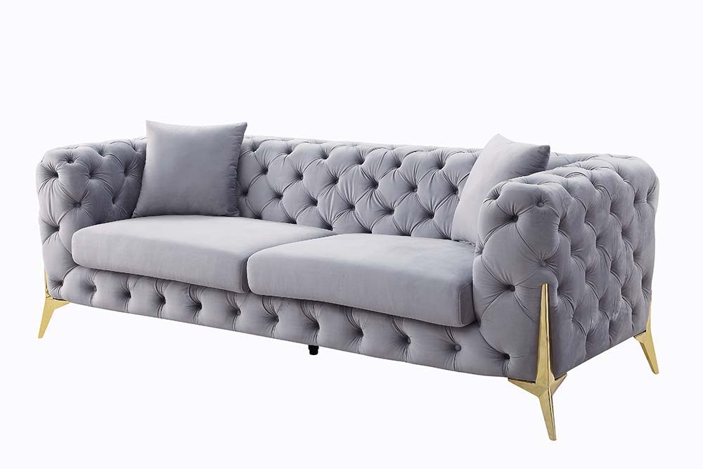 Jelanea - Sofa - Gray Velvet & Gold Finish - Urban Living Furniture (Los Angeles, CA)