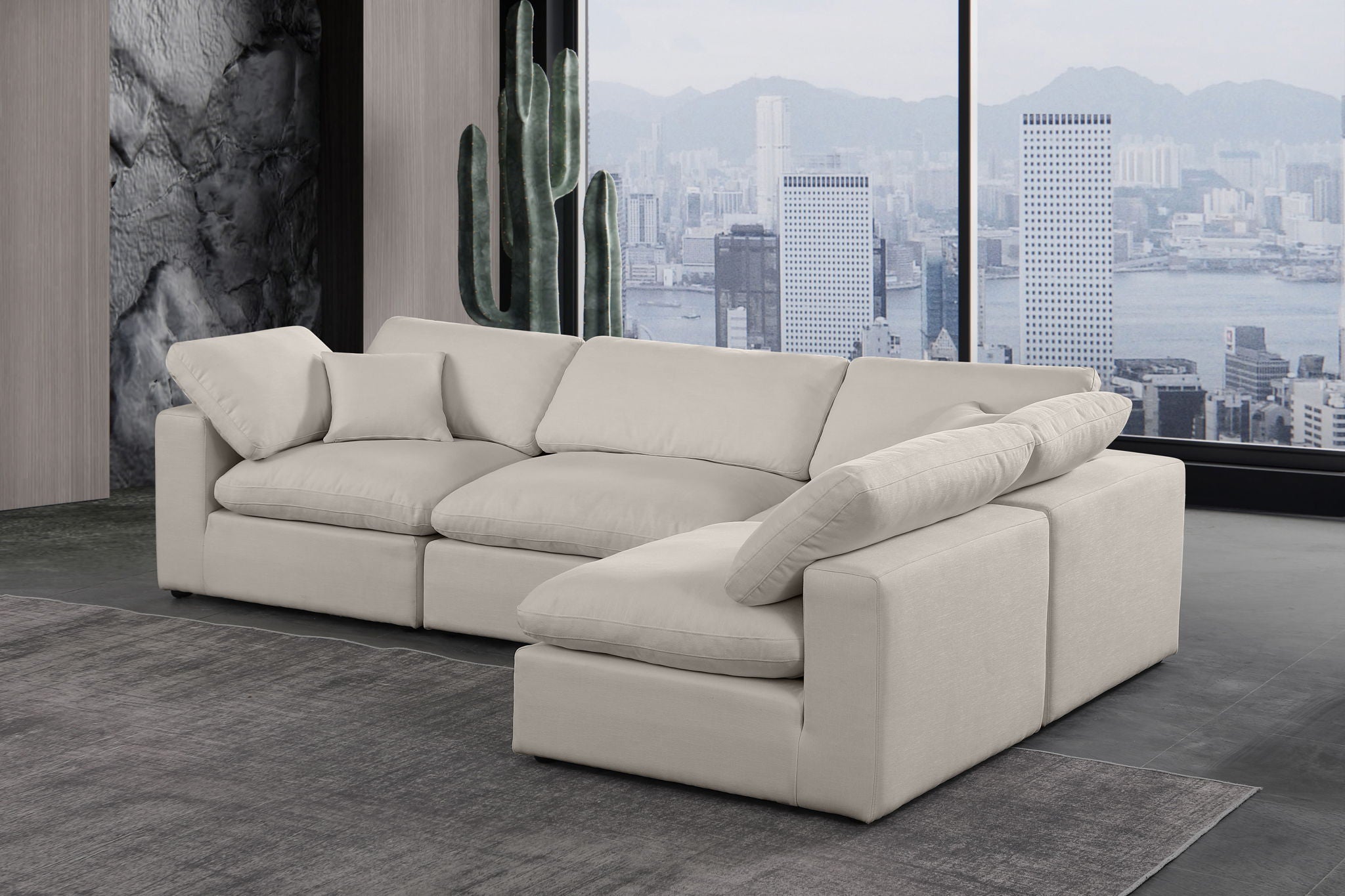 Comfy - 4 Piece Linen Fabric Modular Armless Sectional - Urban Living Furniture (Los Angeles, CA)
