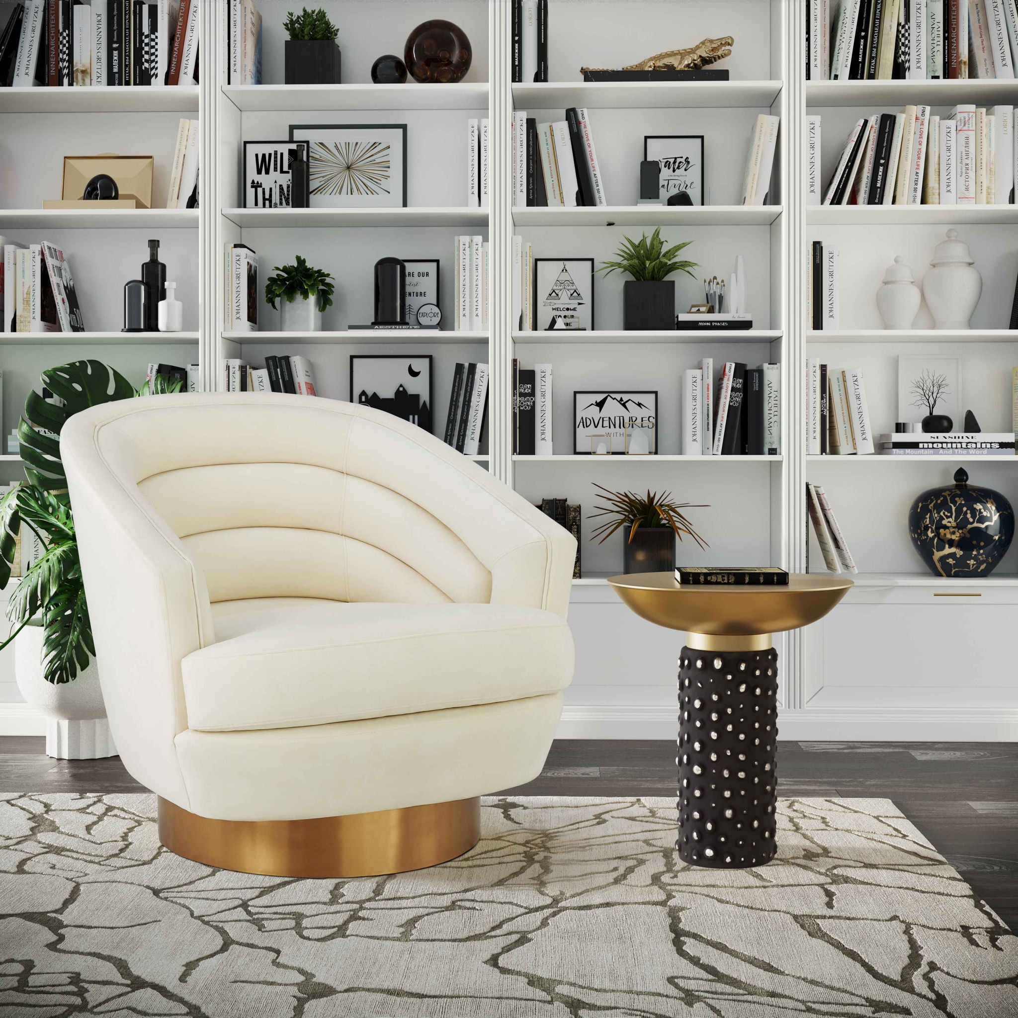 Blaze - Glass / Brass Side Table - Light Brown - Urban Living Furniture (Los Angeles, CA)