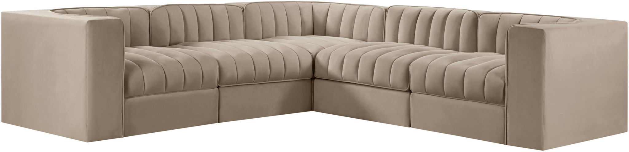 Rummi - Symmetrical Velvet Performance Fabric Upholstered 5 Piece Modular Sectional - Urban Living Furniture (Los Angeles, CA)