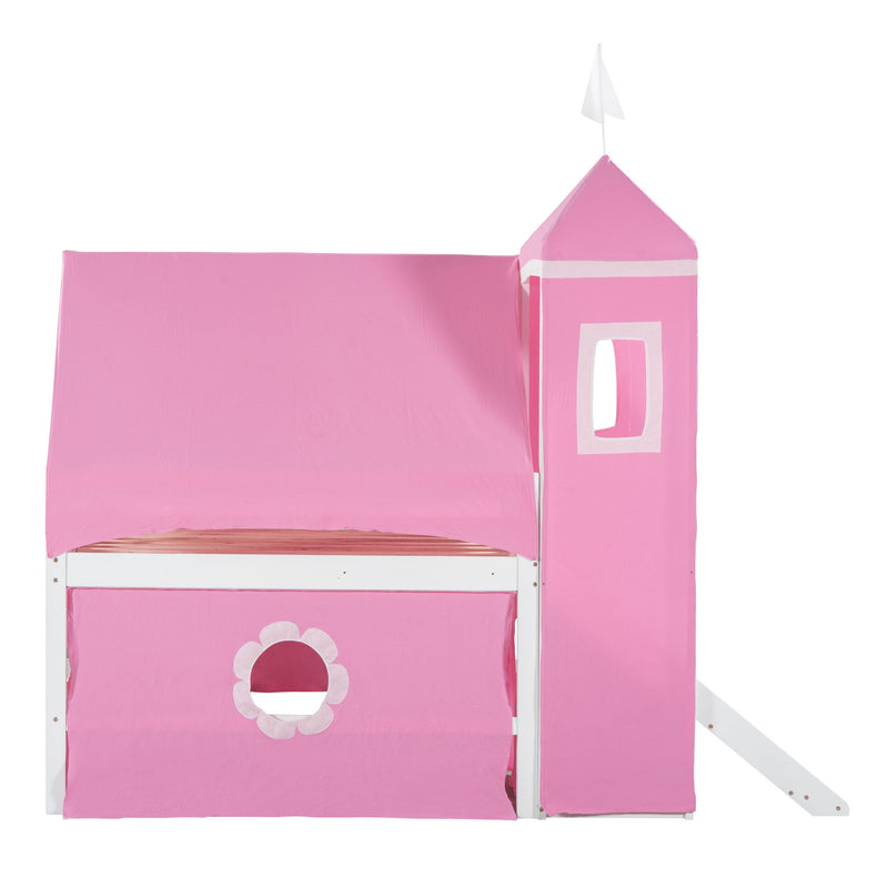 Loft Bed With Slide Tent And Tower Fun Playhouse Design