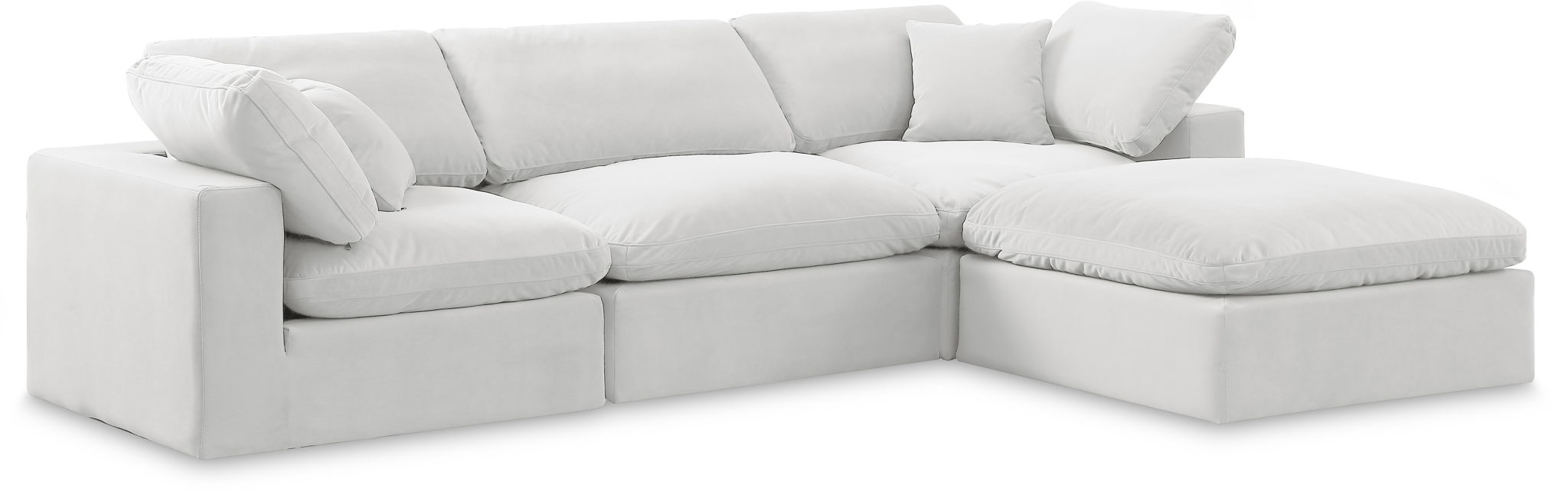 Comfy - 4 Piece Velvet Modular Sectional With Chaise - White - Urban Living Furniture (Los Angeles, CA)