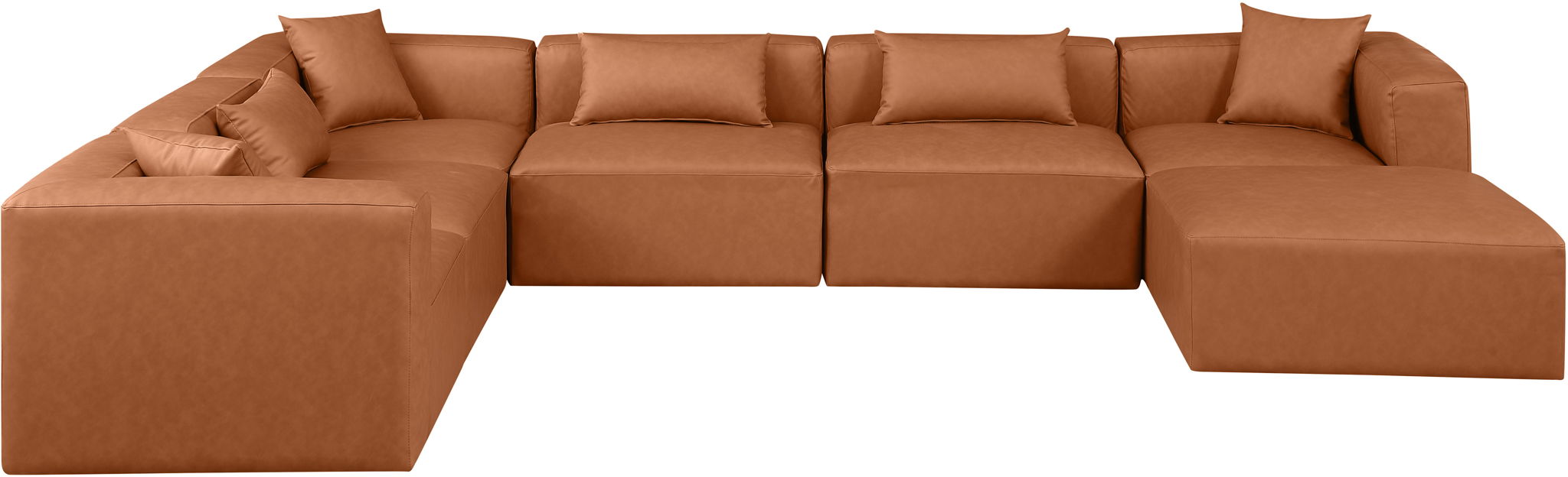 Cube - 7 Piece Modular Sectional - Cognac - Urban Living Furniture (Los Angeles, CA)