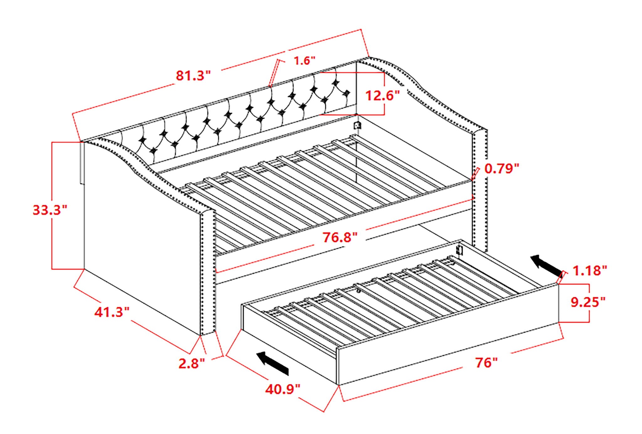 Loretta - Daybed - Gray - Urban Living Furniture (Los Angeles, CA)