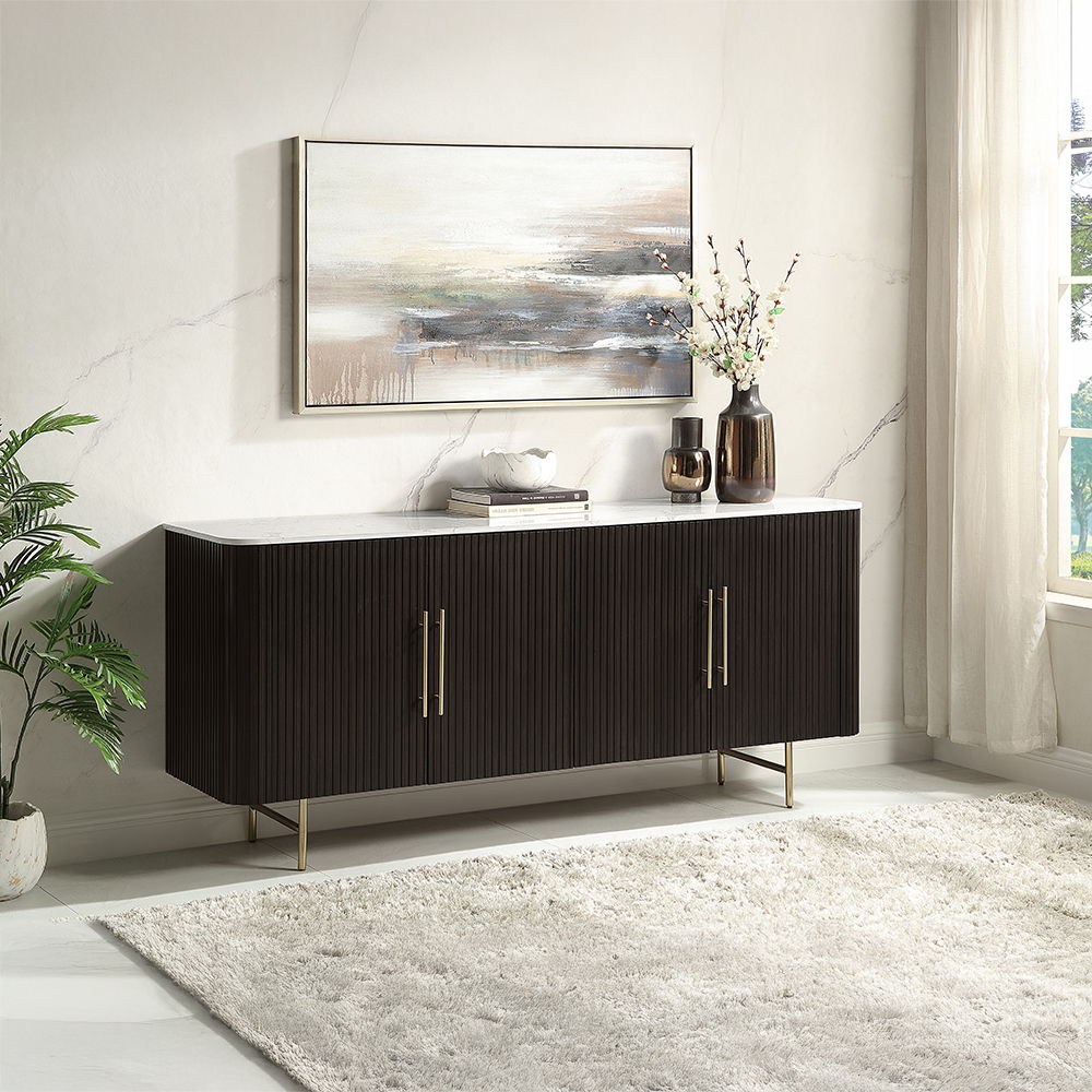 Clayten - Server - White Natural Marble Top & Espresso - Urban Living Furniture (Los Angeles, CA)