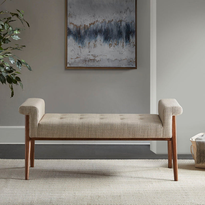 Accent Bench With Button Tufted Seat - Tan