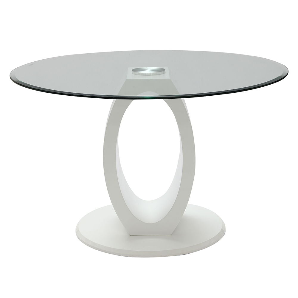 Larry - Glass Top Round Dining Table - White High Gloss - Urban Living Furniture (Los Angeles, CA)