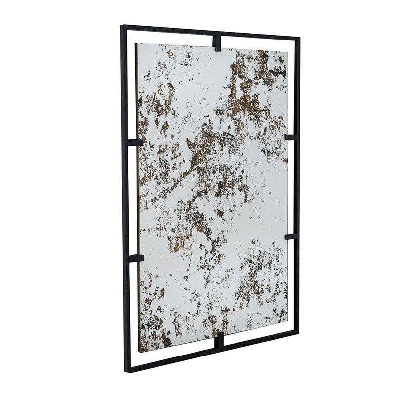 Rectangle Antiqued Wall Mirror Wall Mirror With Metal Frame, Home Wall Decor, Bedroom Living Room Entryway Wall Accent - Black
